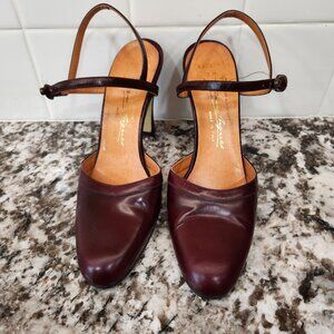 Etienne Aigner Vintage Burgundy Wine High Heel Slingback 7 Narrow
